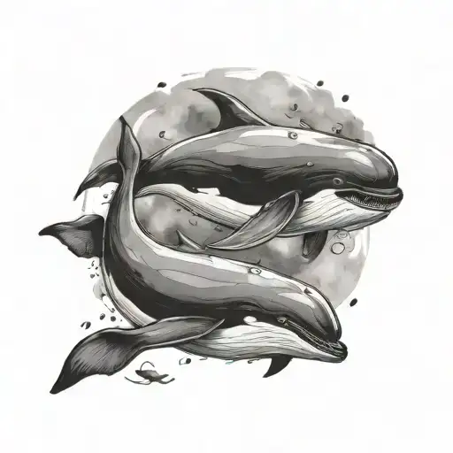Marry And Child Christ Full Watercolour Whales Theme