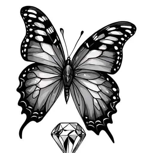 Diamond And Butterflies