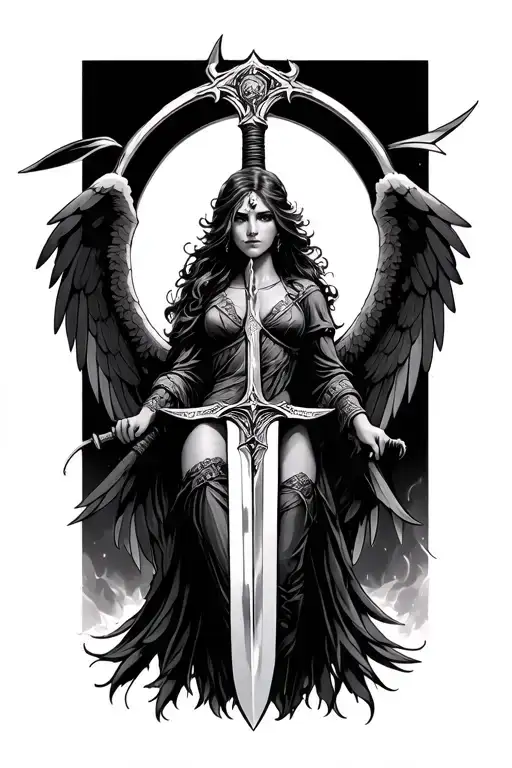 Woman Arch Angel Sword