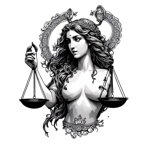 Aquarius Goddess Holding A Libra Scale