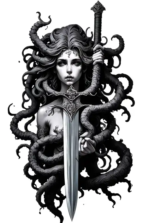 Medusa Holding A Sword