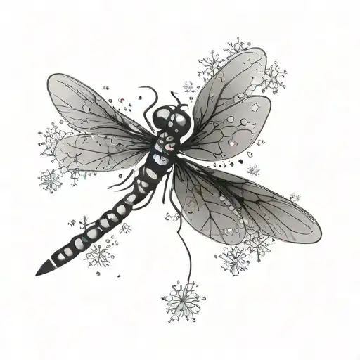 Dragonfly With Snowflakes