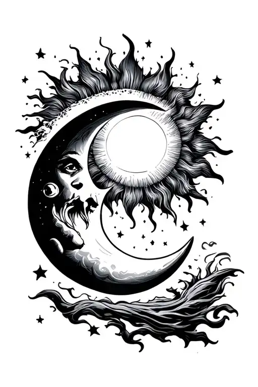 Comet With A Sun Moon