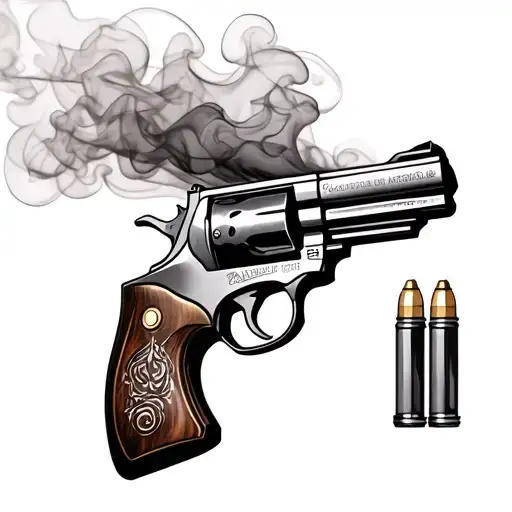 Revolver Pistol With Smoke And Cartridges