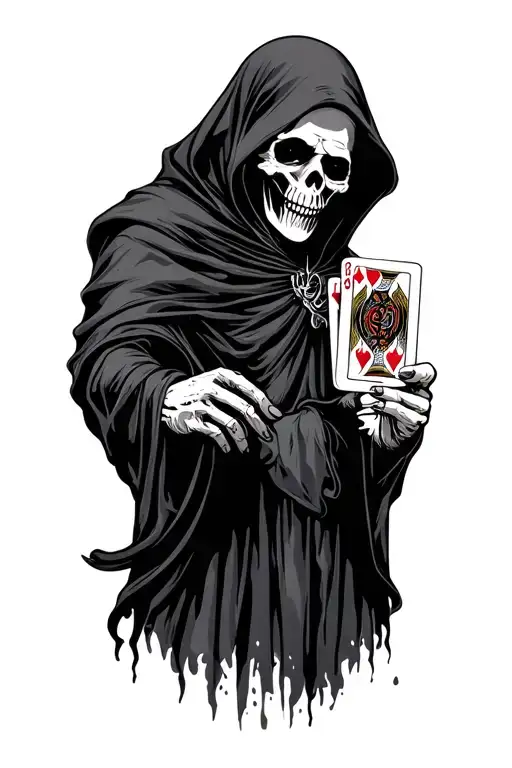 Grim Reaper Holding Playing Cards