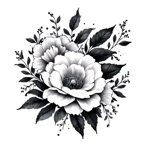 A Delicate And Feminine Floral Hip Tattoo That Incorporates Van Goughs Starry Night