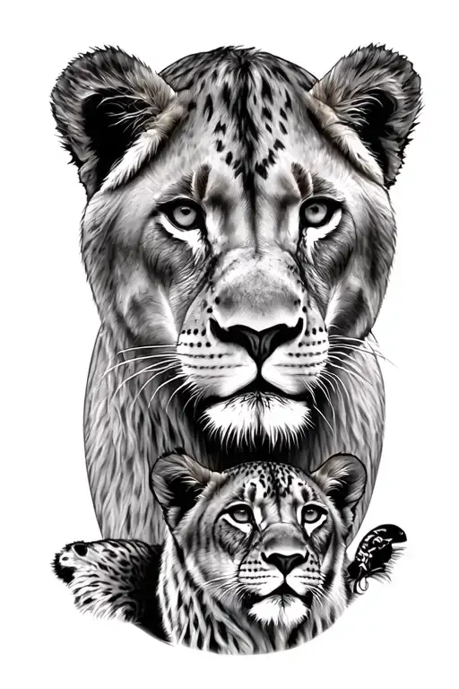 Lioness And Cubs Face Only Me When Im