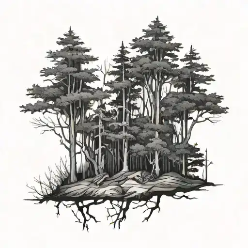 Dark Forest Trees Looking