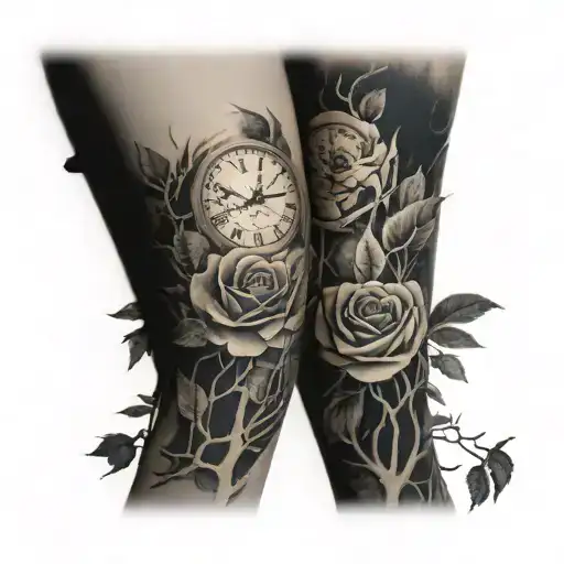 Trees Roses River Clock