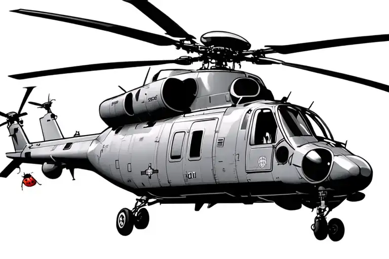 Blackhawk Helicopter With A Small Ladybug Perched