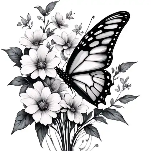 Butterfly And Flowers