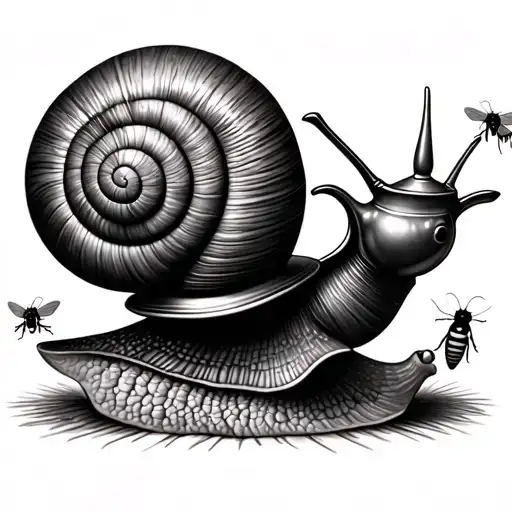 Snail Having A Tea Party With Insects