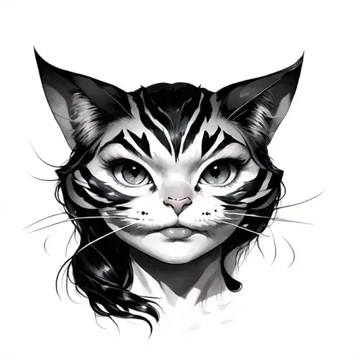 Cheshire Cat Against The Backdrop Of A Girl