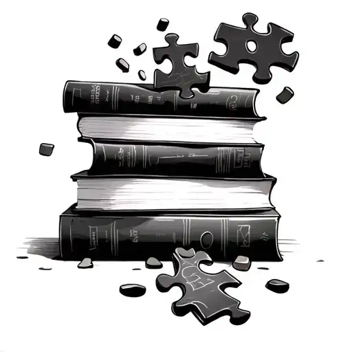 A Stack Of Books With Puzzle Pieces Falling Out Of Them