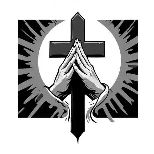 Prayer Hands Holding A Cross