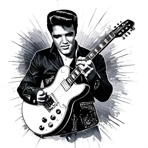 Elvis Presley Old School Design Featuring Guitar