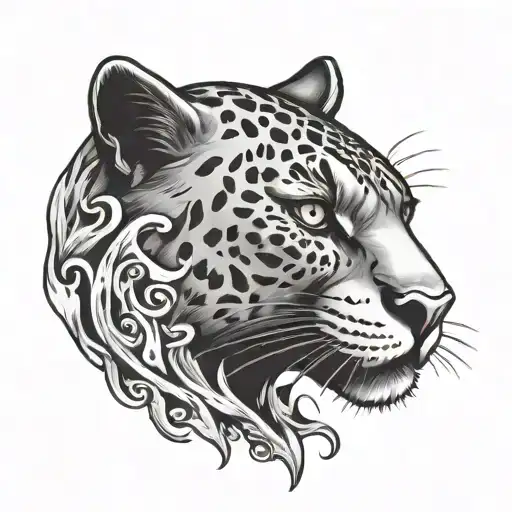 Panther With Flame Eyes Surrounded