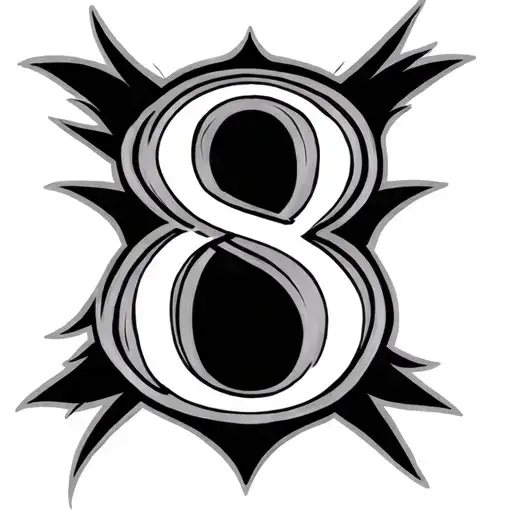 Number 8 With Cross Behind It