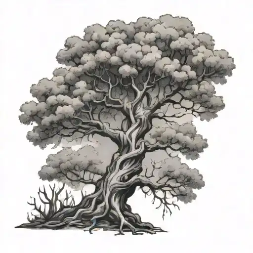 A Chunk Of And On It Is A Tree With Fire