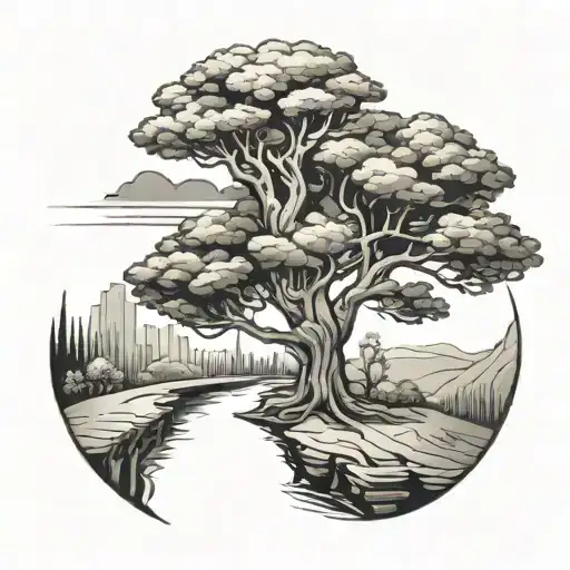 A Chunk Land Of And On It Is A Tree