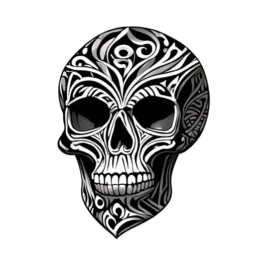 African Tribal Patterns Formed Into A Skull