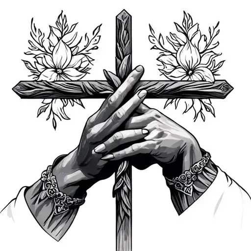 Prayer Hands Holding Cross
