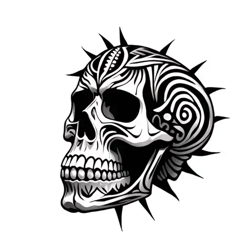 African Tribal Patterns Formed Into A Skull