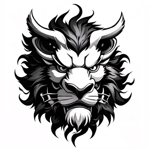 Tengu Lion Mask Surrounded