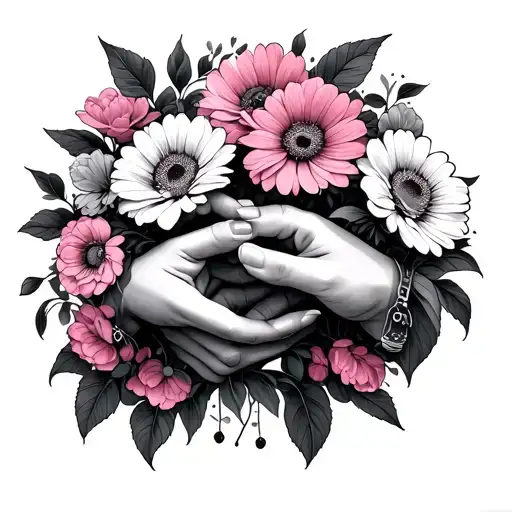 Pinky Promise Hands Holding Flowers Blooming