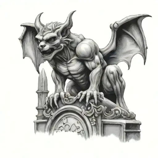 Gargoyle In Cemetery Facing Forward