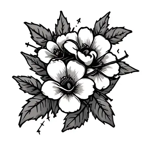 Barbed Wire With 3 Flowers And Leaves Wrapped Around Forearm