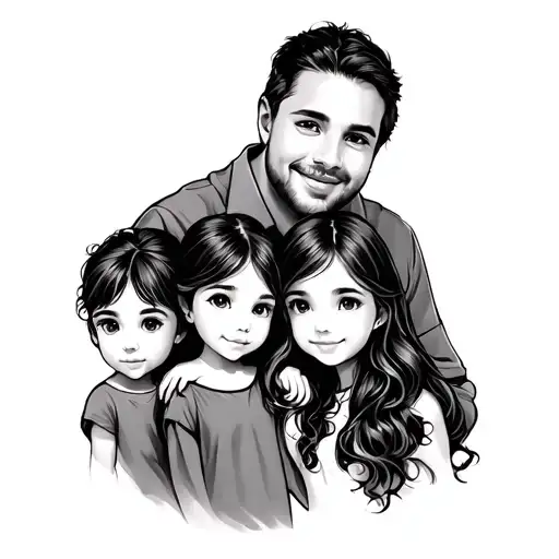 Father And Three Daughter Symbolize