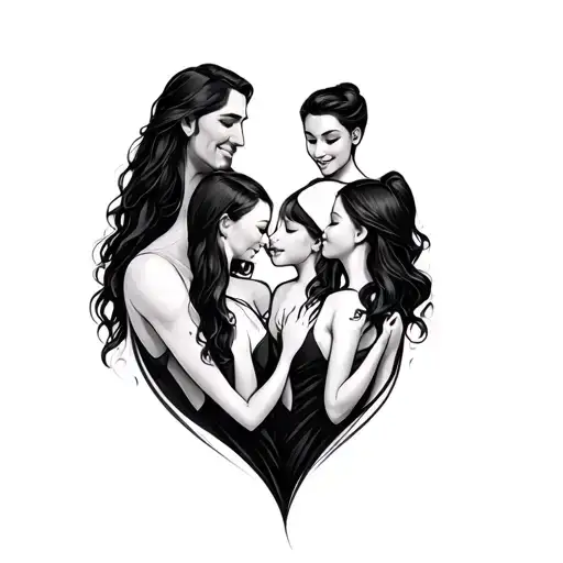 Father And Three Daughter Symbolize Your Love