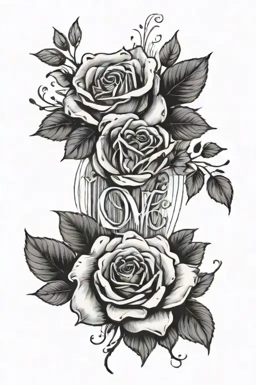 The Word Unrequited Love On Forearm With Rose That Dies As Goes Up The Forearm