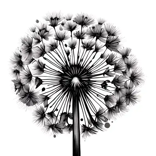 Simple Black Line Basic Dandelion And Dog Paw Print Made