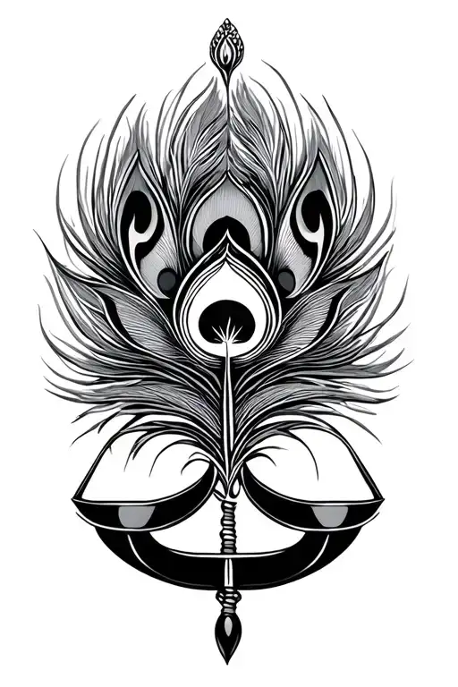 Libra Zodiac Symbol With Shree Krishna Peacock Feather