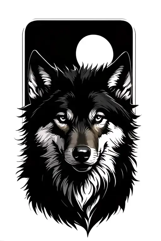 Simple Wolf In A Heart Beat Line