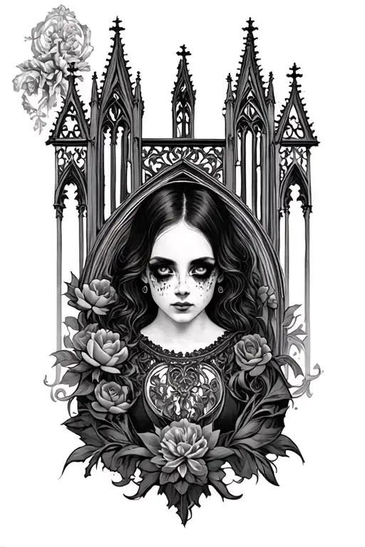 Victorian Goth Cathedral Sleeve Tatto