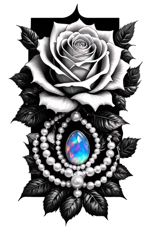 Roses Pearls Vines Wrapped Opal Gem Stone Tree Of Life