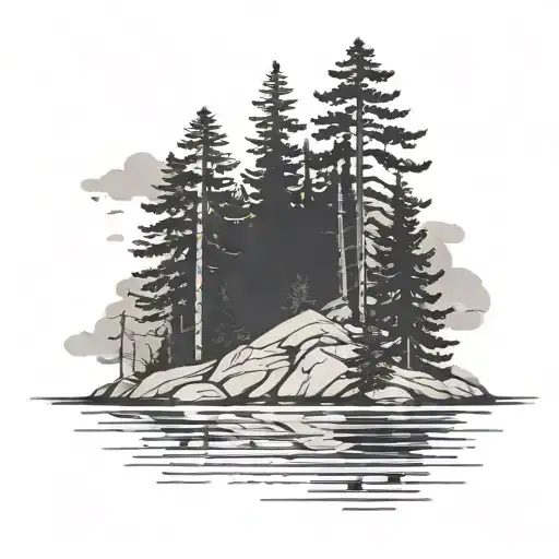 Pine Trees And Water