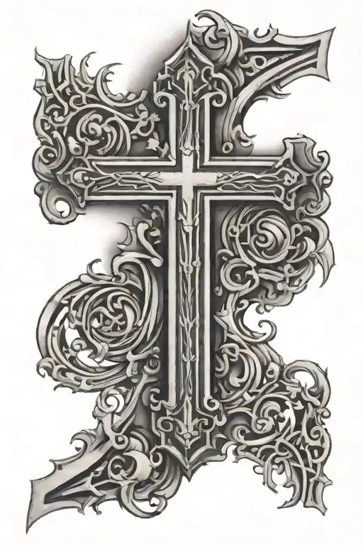Cross With 10-14-2011 In Roman Numerals Inside Of It