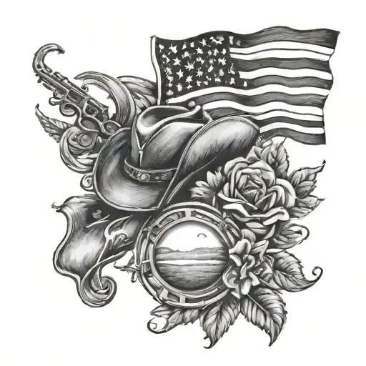 Usa Country Music Themed Sleeve Tattoo Design