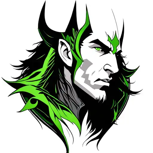 Loki Tatto Dark With Green Highlights