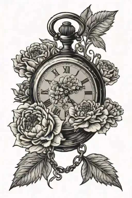 Marigolds Flower Bouquet Pocket Watch