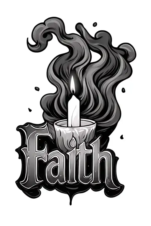 Candle Burning And Smoke Spelling Out Faith