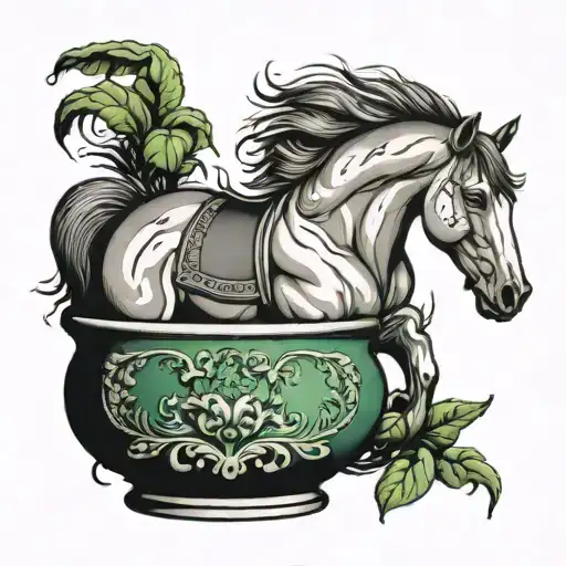 Horse In A Green Pot