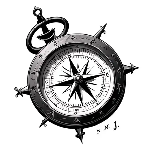 Nautical Compass With Initials N M C J