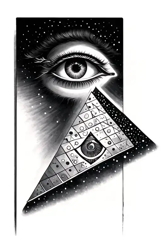 Third Eye Pyramid Tattoo With A Perfect Fervor Incorporated In Modern Dot
