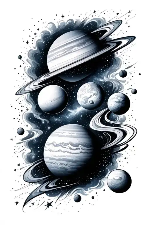 Space With Planets Stars And Nebulas