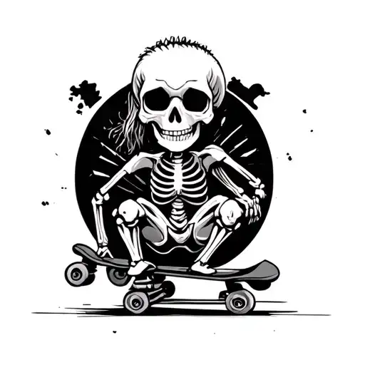 Mowhawk Skeleton Riding Skate Board